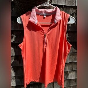 NWOT Fairway & Greene coral sleeveless golf polo top size M